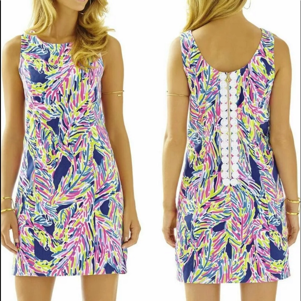 Lilly Pulitzer Indigo Palm Reader Cathy Shift Dress Size 16